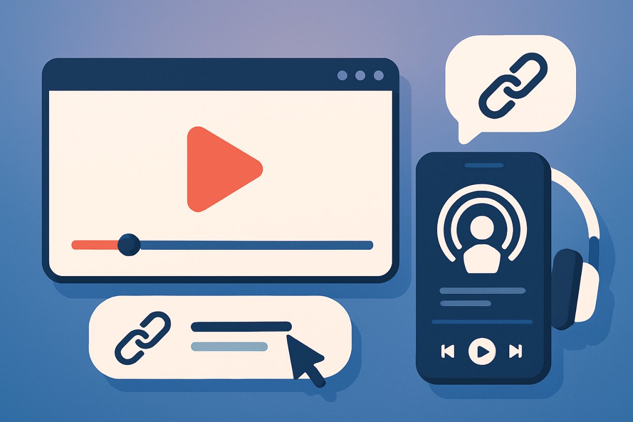 Kurzlinks in Video-Beschreibungen und Podcasts